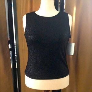 Elegant Metallic Black Blouse w Bronze Shine Sleeveless